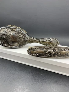 2 Pc Vintage STERLING SILVER Vanity Hair/Lint Brush by Hopes Silver Co. - Picture 1 of 7