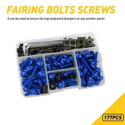 Kit completo de tornillos de perno de carenado azul 177 piezas para Kawasaki Suzuki motocicleta EAC Foto 1 de 4