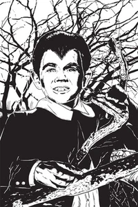 MUNSTERS - EDDIE MUNSTER B/W PRINT HAND SIGNED by Artist Michael Champion w COA - Picture 1 of 1