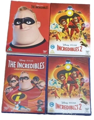 THE INCREDIBLES 1 & 2 DVD NEW SEALED REGION 2 + SLIP COVERS WALT DISNEY #250 - Image 1 of 3