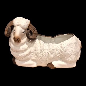 Vintage 1984 Ron Gordon Designs Goat / Ram Ceramic Planter 10" x 6 1/2" - Picture 1 of 13