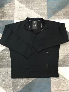 Men's Black Size M Under Armour Long Sleeve 1/4 Zip Fleece Ottoman Sweatshirt - Picture 1 of 7