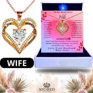 Wife CUSTOM Heart Necklace Gift from Husband Birthday Gifts for Women by ANDREO - Picture 1 of 60