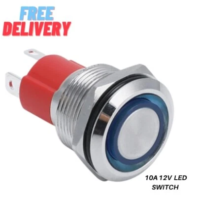 2 Qty LED Switch 19mm Push Button Power Switch Latching with Wire Socket Harness - Image 1 of 4