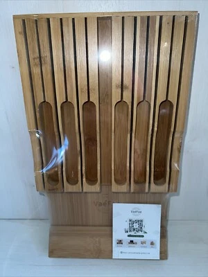 Organizador de cuchillos VaeFae de madera de bambú natural con cajón 12 ranuras nuevo en paquete Foto 1 de 2