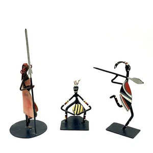 Peter Medway African Metal Art Figures Nairobi Kenya Lot of Three Vintage - Foto 1 di 12
