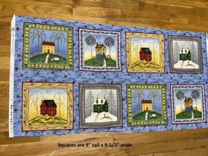 Debbie Mumm 4 Seasons Farm Country cotton Block Fabric Panel 24 x 44 OOP - Picture 1 of 4