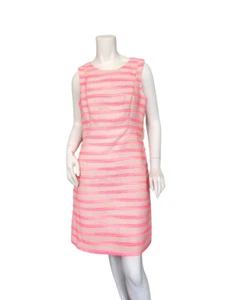 Eliza J Pink Gold Striped Sheath Dress Sleeveless Shift Women’s Size 8 NWT - Picture 1 of 18