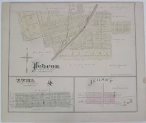 Original 1875 Map HEBRON National Road Ohio & Erie Canal Refugee Tract Railroad - Picture 1 of 11