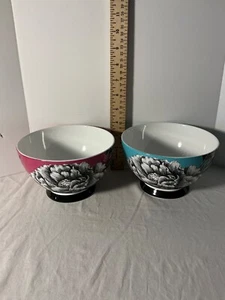 Portobello by Inspire Soup Bowl pair Flower design Bone China England - Picture 1 of 8