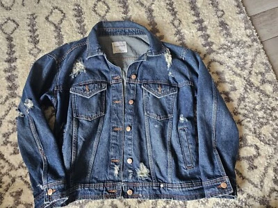  NWOT Women's Jean Jacket Celebrity Pink Size Small Denim Distressed AO - Image 1 of 4