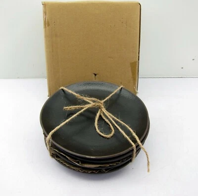 New Set of 4 Smith And Hawken Brown Stoneware Appetizer Desert Dish Plate Set 6" - Image 1 of 3