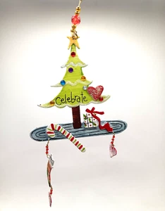 Metal Embellished Christmas Ornament Cat Beaded - Picture 1 of 5