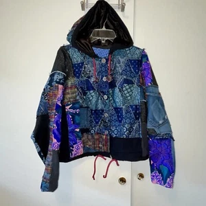 Upcycled Edgy Hoodie Sweatshirt Patchwork Stoffreste ausgefranst apokalyptisch XS-XL - Bild 1 von 14