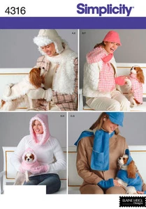 SEW PATTERN S4316 DOG PET COATS WOMENS SCARF MITTENS HATS ALL SIZES NEW  - Picture 1 of 2