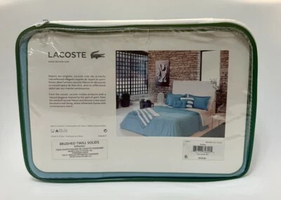 Conjunto de edredom/falha Lacoste sarja escovada sólidos água parada duplo branco-petróleo - Imagem 1 de 4