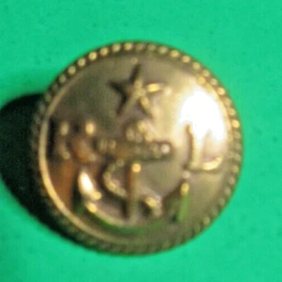 1990s RALPH LAUREN 9/16" RL STAR ANCHOR GOLD METAL SHANK REPLACEMENT BUTTON-6/41 - Image 1 of 2