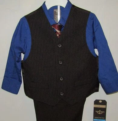 NUEVO CONJUNTO CHALECO DOCKERS BEBÉ NIÑO NIÑO NEGRO Y ACADEMIA AZUL 4 PIEZAS TALLA 18M 2T Foto 1 de 3