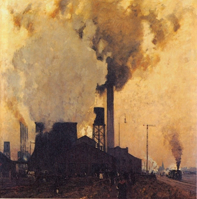 Iron and Steel Mill Eugen Bracht Circa 1907 Industrial Landscape Art Print - Image 1 of 1