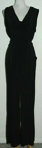 Beige ECI Woman Str Black Cowl Neck Palazzo Wide Leg Tie Waist Jumpsuit Plus 2X - Picture 1 of 5