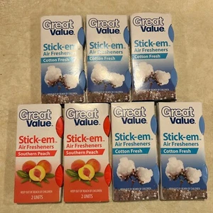 Great Value Stick-em Air Fresheners (7) NIB Southern Peach and Cotton Fresh 2013 - Picture 1 of 4