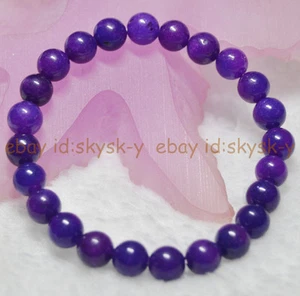 PURPLE 8MM AFRICA SUGILITE GEMS ROUND BEADS BRACELET 7.5" ELASTIC - Picture 1 of 7