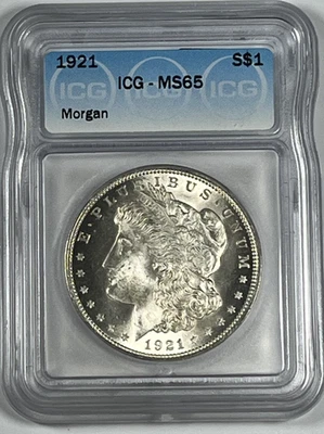 1921 Morgan Dollar : ICG MS65 - Image 1 of 2