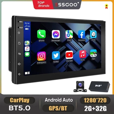 ESSGOO DAB+ For VW Transporter T5 2004-2009 7" Android 14 CarPlay Car Stereo GPS BT+AHD
