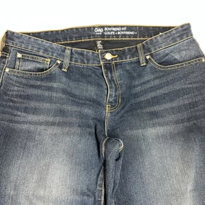 Pantalones de mezclilla Gap para mujer clásicos azules calce novio puños enrollados talla 14 X 32 J23 - Imagen 1 de 9
