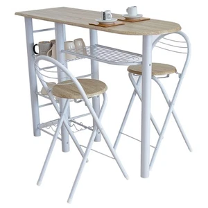 Mesa Alta de Cocina Office Negro/Roble, Roble/Blanco y Blanco/Plata Clara con 2 - Imagen 1 de 11