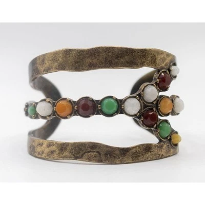 Brazalete ancho Lucky You con piedras multicolores-estilo boho vintage Foto 1 de 4