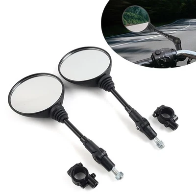 Espejos retrovisores redondos plegables anticaída laterales de 10 mm para manillar de motor de 7/8" Foto 1 de 4