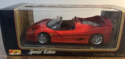 Maisto 1995 法拉利 F50 红色 1/18 比例压铸模型汽车特别版 - 开封 — 第 1/4 张图片