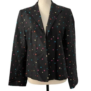 Vintage Silkland Polka Dot Work Blazer Coat Women Size Small Rainbow Dot Jacket - Picture 1 of 9