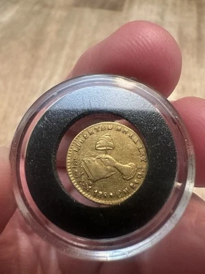 Moneda Redonda Oro 21K Medio Escudo 1/2 República de México OG 1861 De Colección Rara AU Foto 1 de 4