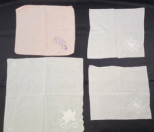 G) Vintage Mixed Lot 4 Floral Square Pocket Cloth Handkerchiefs Grandma - Picture 1 of 12