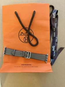 Hermes Etoupe Leather Apple Watch Band 38mm 40mm 41mm 42mm Simple Tour Strap - Zdjęcie 1 z 16