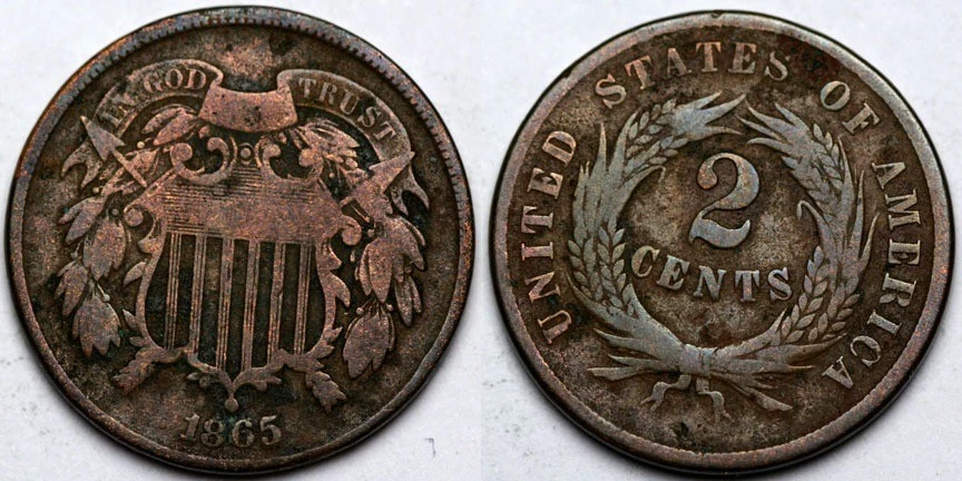 1865  Two Cent Piece - Image 1 of 1