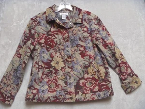 Westbound Jacket Womens Size Medium Tapestry Look Red Floral Cotton - Picture 1 of 13