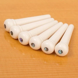 Waverly Ivoroid Guitar Bridge Pins with Abalone Dot Inlay, Unslotted, Set of 6 - Picture 1 of 2