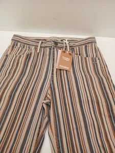Womens size UK 10 Pacific Republic Striped Cotton Trousers 5 Pockets L 28" BNWT - Picture 1 of 20