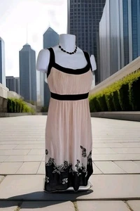 SL Fashions EMMA Dress 20W Champagne Black Floral Embroidered Empire Waist NWT - Picture 1 of 17