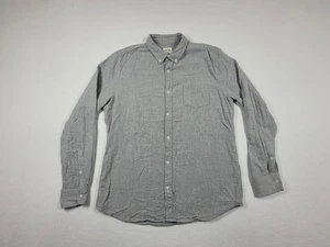 Marine Layer Fleece Shirt Mens L Gray Twill Flannel Button Down Marge Preppy - Picture 1 of 10