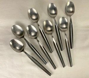 Crown Eldan Edelstahl Löffel 8 Teile Besteck Vintage MCM schwarzer Griff elegant 50er - Bild 1 von 5