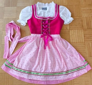 2tlg. BALKONETT DIRNDL DISTLER 44 Trachten Schürze Kleid rosa pink knielang - Bild 1 von 6
