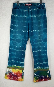 Rare Voyage Passion Size 12 Multicolor Embroidered Tie Dye Flared Jeans - Picture 1 of 14