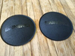 3.75" CLOTH-FABRIC-SCREEN SPEAKER DUST CAP PAIR w/ GLOSSY BLACK EMINENCE LOGO - Picture 1 of 2