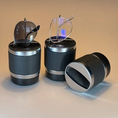 Leder Alcantara und Aluminium Brillenhalter Brillenständer Cupholder / Etui - Bild 1 von 4