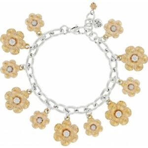 Brighton Gold & Silver Petal Pusher Flower Charm Bracelet - Retired