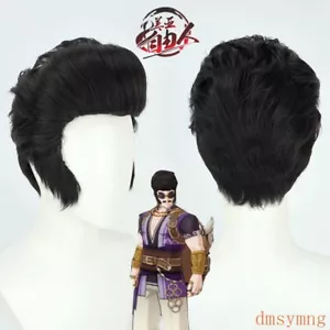 Pelucas Genshin Impact Anime Cosplay Negras Pompadour Cabello Corto Fiesta Show Hombres Regalo - Imagen 1 de 12